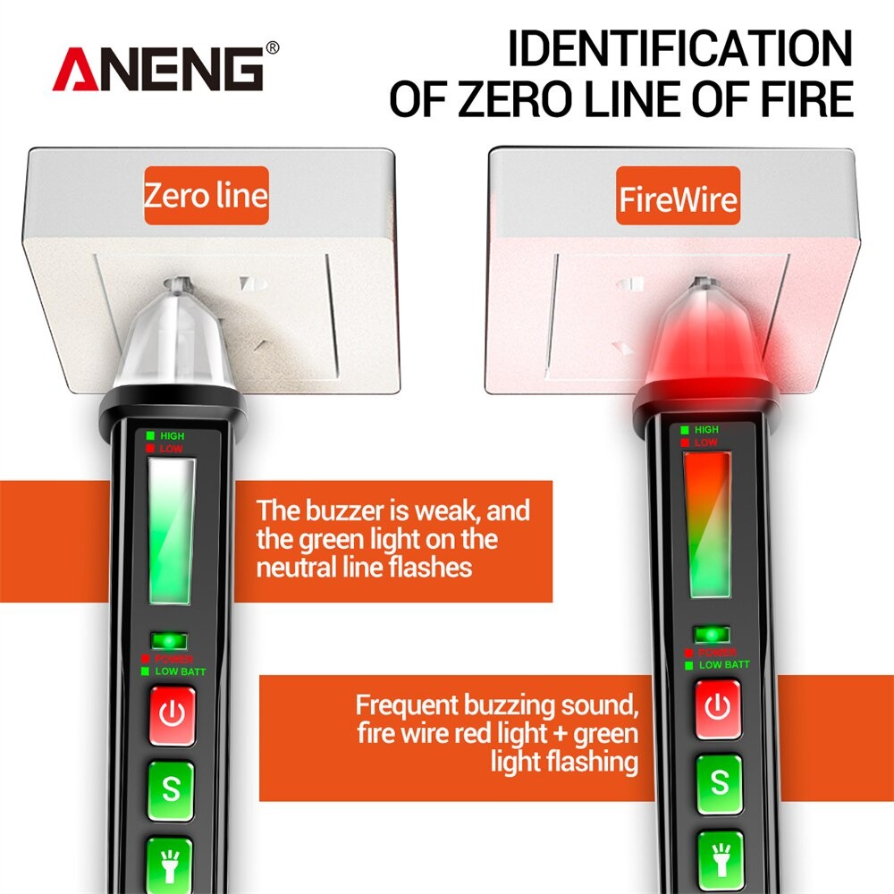 ANENG Tester Pen Non Contact AC Voltage Alert Detector 12 - 1000 V - VC1015 - Black