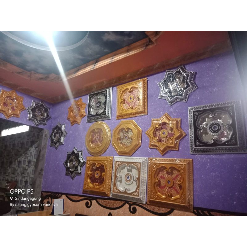 Ornamen plafon lampu PVC Ukuran 60 X 60  - Termurah