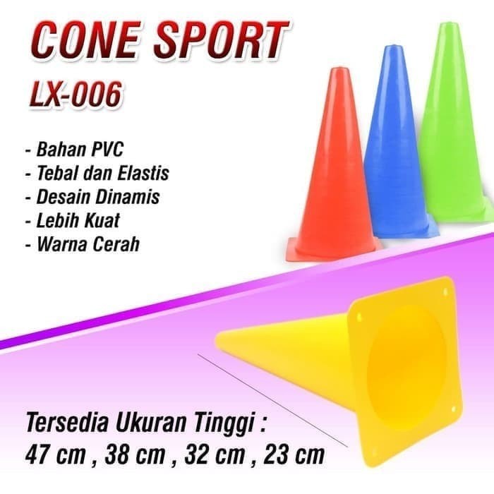 CONE - CONES KERUCUT TINGGI 32 CM TEBAL - UNTUK OLAHRAGA LX 006-2