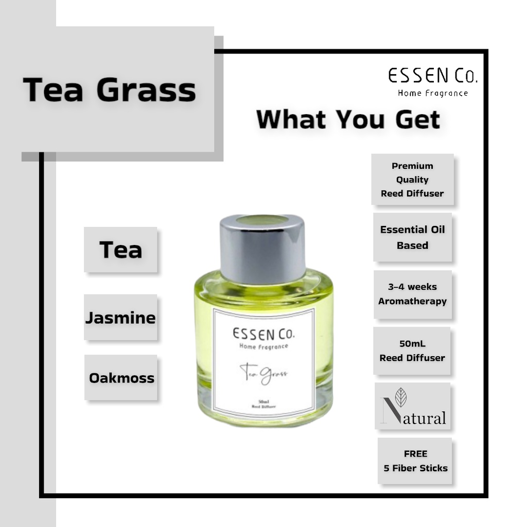 Essen Co Reed Diffuser Aromatherapy Tea Grass Pengharum Pewangi Ruangan Aromaterapi 50ml