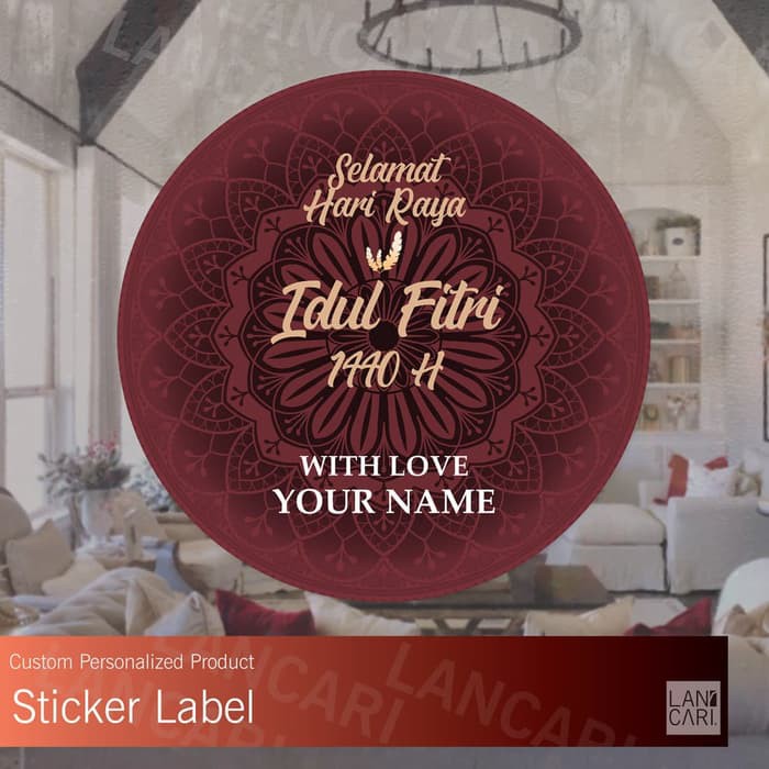 

Sticker Label Idul Fitri Merk Cup Coffee custom snack stiker Modern