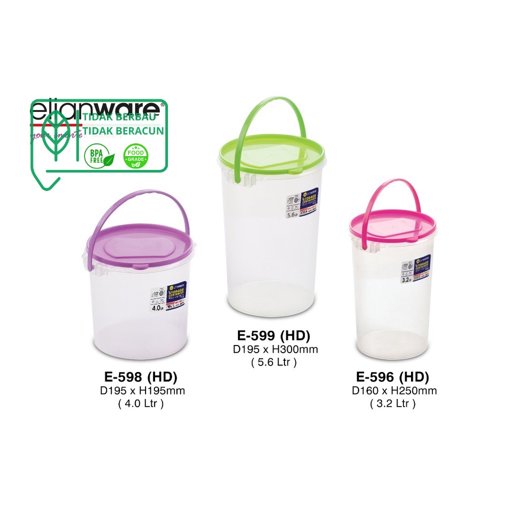 Elianware Toples Makanan /Minuman 4 LTR & 5,6 LTR Snacks Storage Container with Handle, Toples Makan
