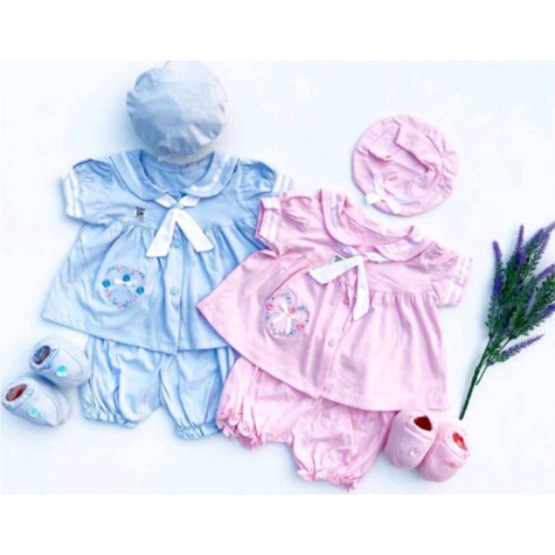 Baju bayi cewek/perempuan 4in1 SNI premium 3,6,9 bulan set rok tutu kaos motif bunny, jumper motif b