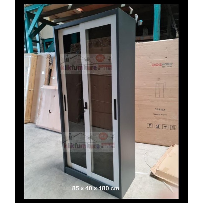 

BEST SELLER !!! FILING CABINET BESI LEMARI ARSIP KANTOR 2 PINTU SLIDING KACA AK 08 TERLARIS