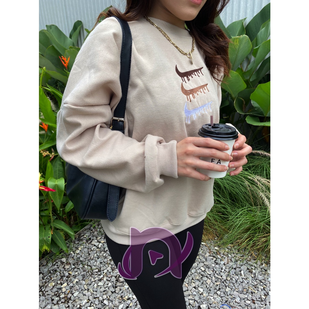 NIK VINTAGE  TRIPLE MELTED DRIP LOGO BORDIR SWEATER CREWNECK BAHAN FLEECE-2