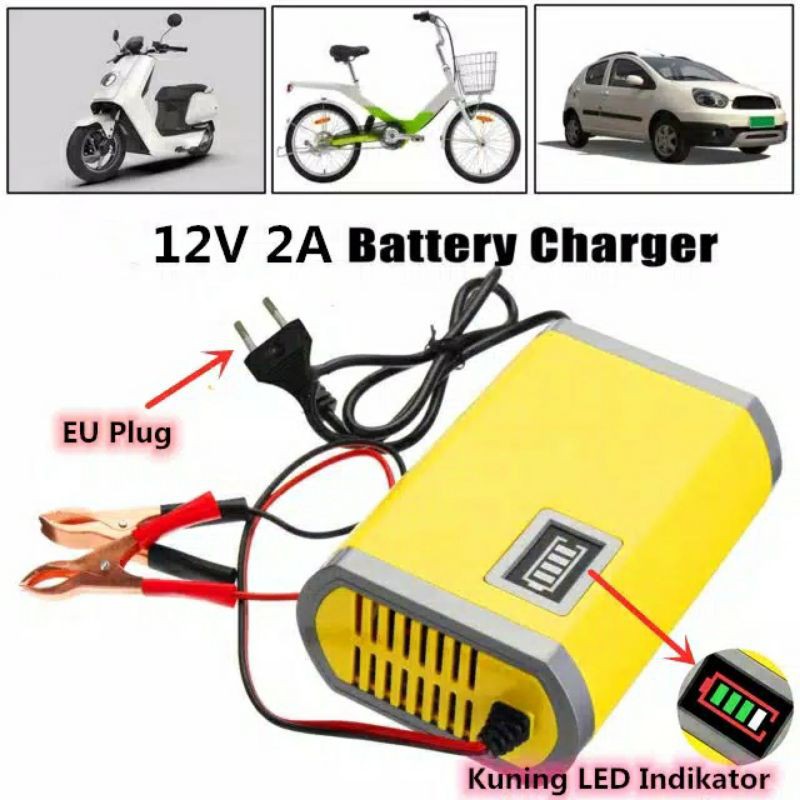 CHARGER AKI PORTABLE MOTOR MOBIL 12V/2A / CHARGER ACU PORTABEL MOTOR MOBIL 12V 2A