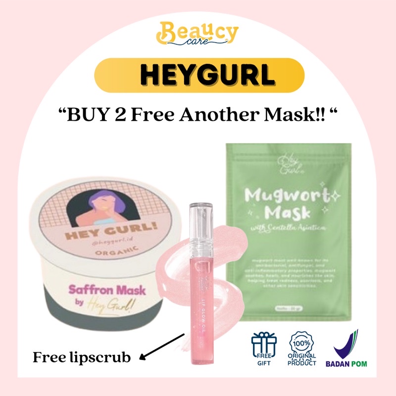 *BPOM!!* HEYGURL MASKER SAFFRON &amp; HEYGURL MUGWORT &amp; LIPGLOW (Lip glow oil) BY HEYGURL.ID