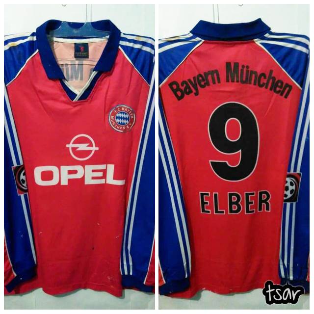 Jersey Bayern Munchen Home 1999-2001 No.9 ELBER Long Sleeve MULTISPORT Lokal Classic Vintage Medioke