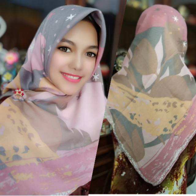 HIJAB SEGI EMPAT VOAL PREMIUM KAYLA BY FATWAN MOTIF PINK SALEM
.