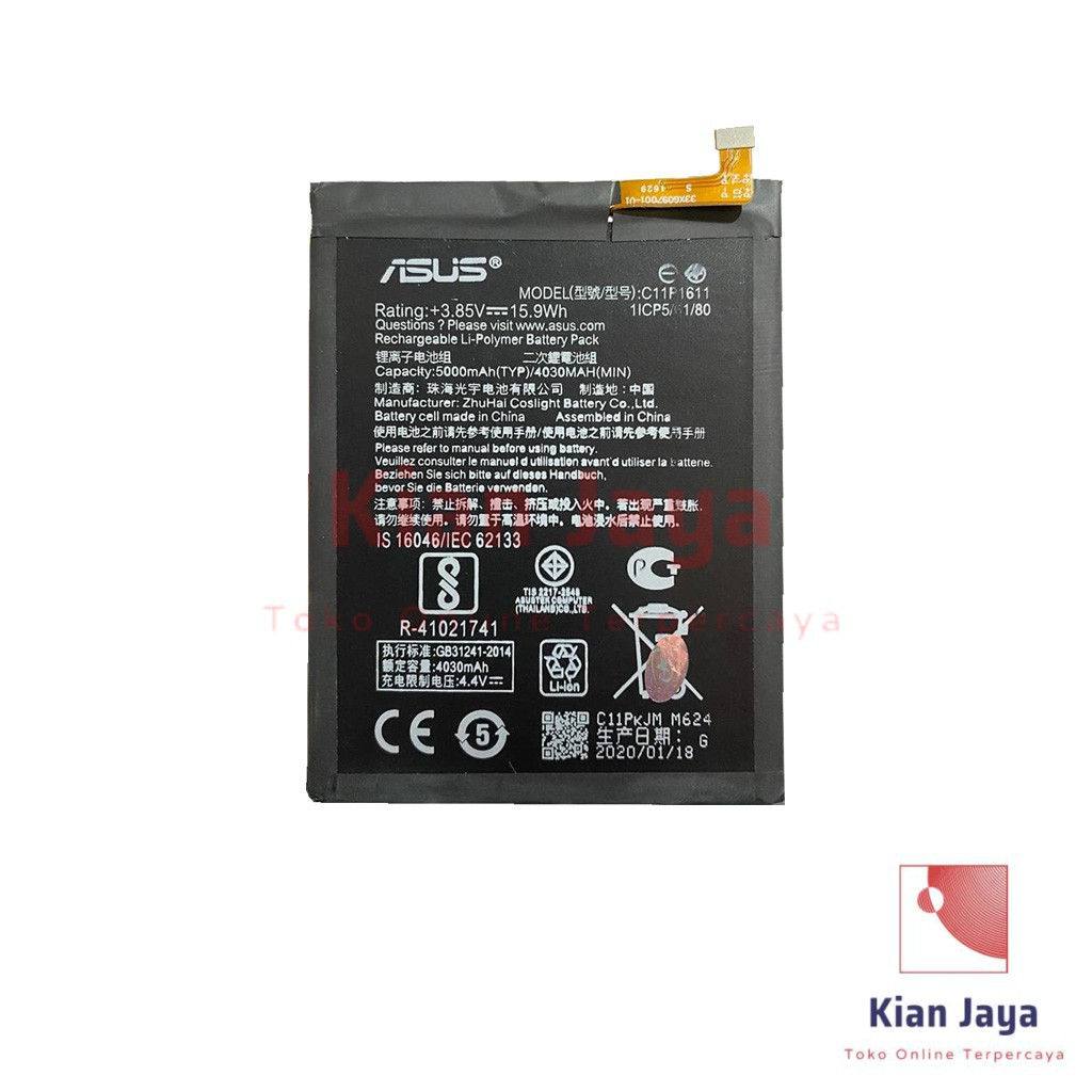 Baterai Original Asus Zenfone 3 Max 5.2&quot; Inch X008DA ZC520TL Batre Battery Hp C11P1611 5.2 100% Ori