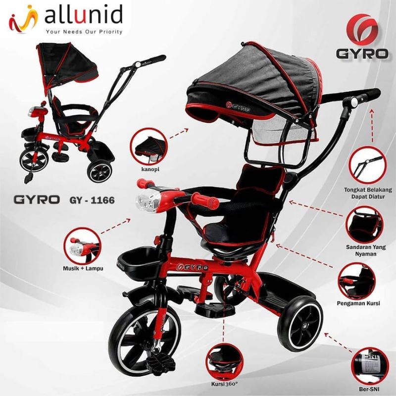 Sepeda roda tiga anak gyro 1166