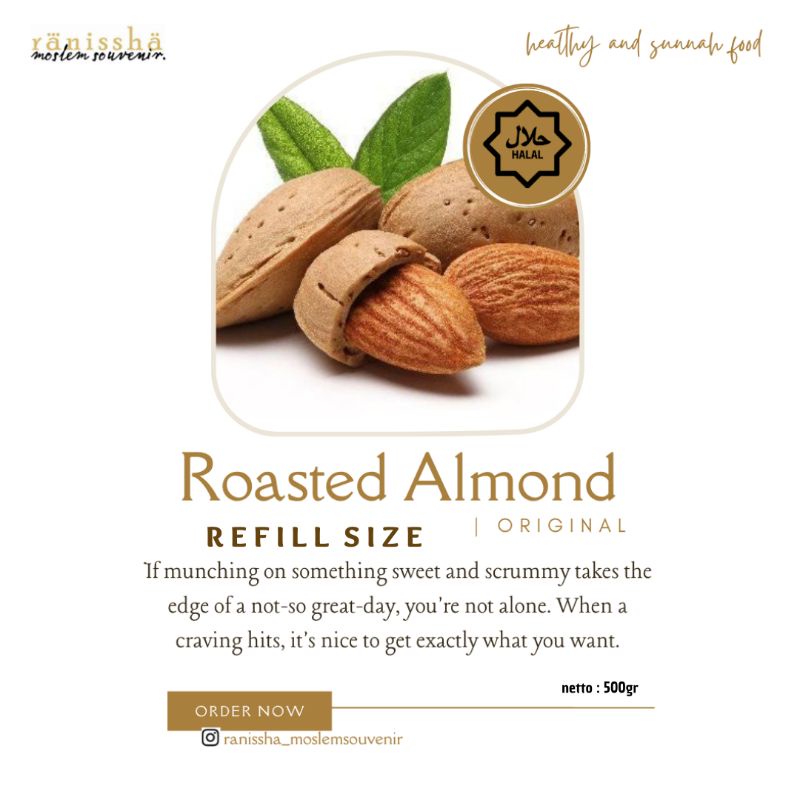 

Roasted Almond 500Gr Calan Sehat/ Calan Diet / Asi Booster