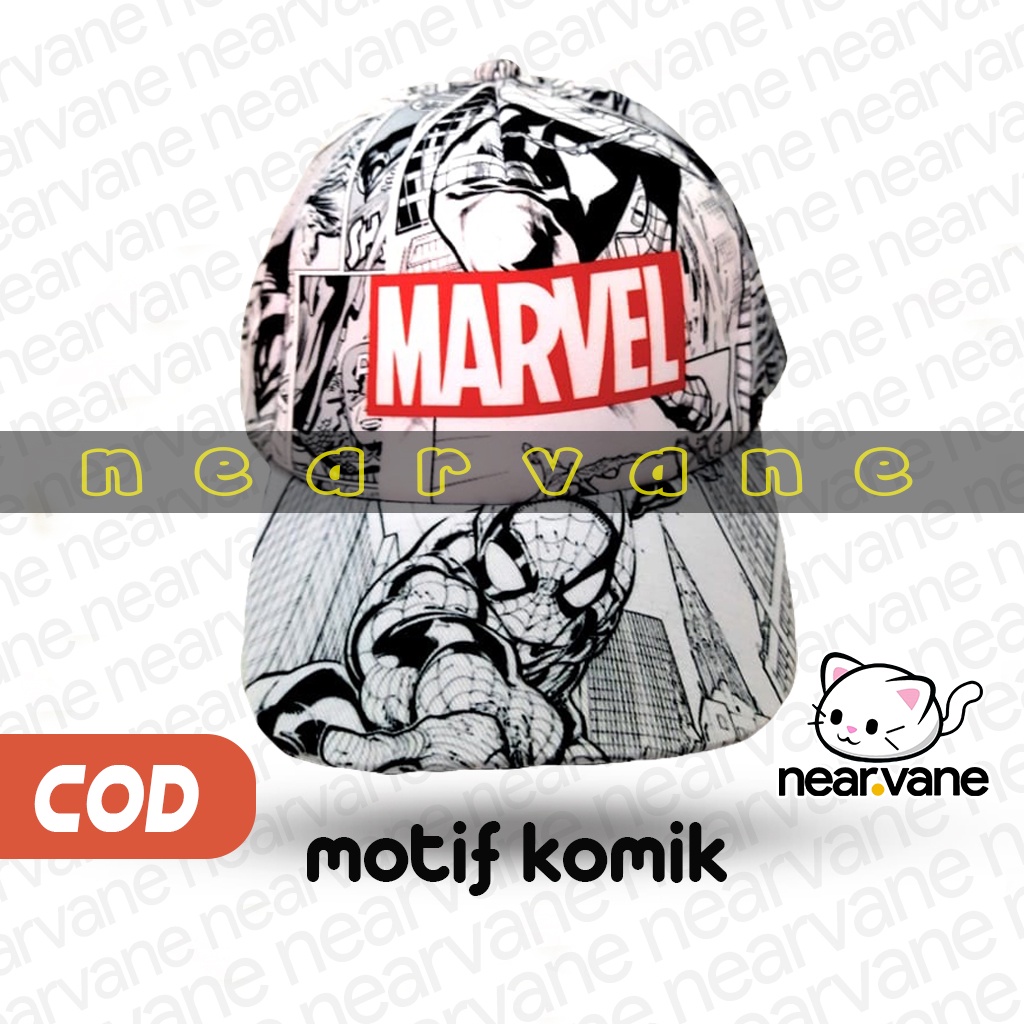 Topi Anak Karakter Motif Komik Marvel Full Print Sublim Keren Lucu Laki Laki Perempuan Murah Original Cowok Cewek Usia Umur 2 3 4 5 6 7 8 Tahun