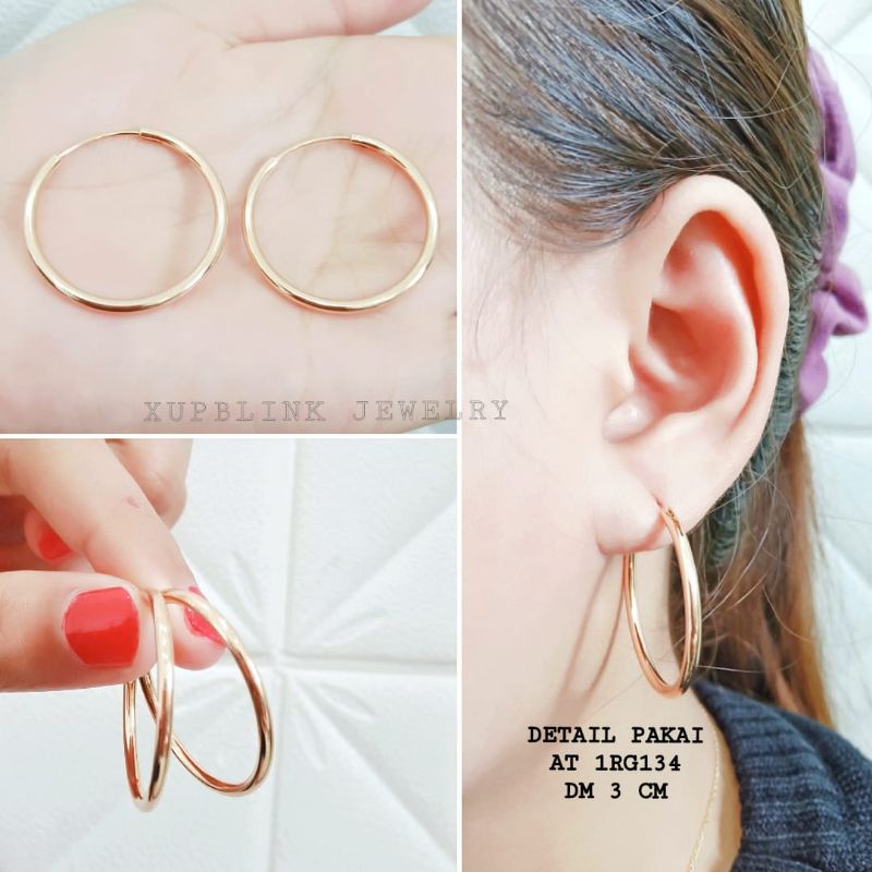 Anting Titanium Wanita Bulat Polos Terlaris