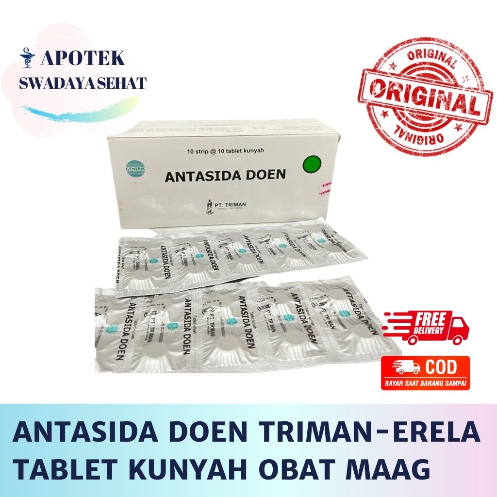 ANTASIDA Doen Strip Triman Erela Isi 10 Tablet Kunyah - Obat Asam Lambung Maag