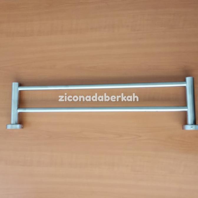 Rak Handuk Dinding Jemuran Handuk Stainless 2 Susun Bulat 60 Cm
