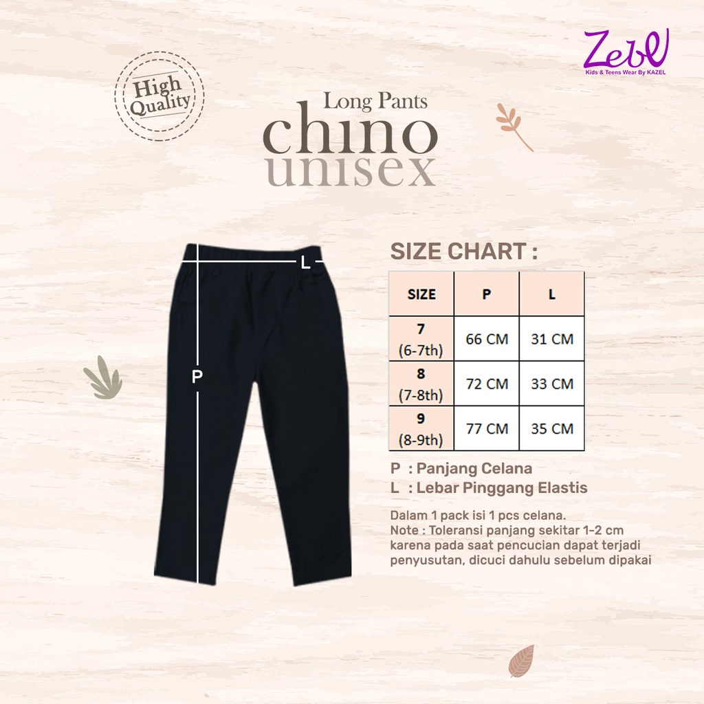 Zebe Long Pants Chino Unisex - New Colour - Celana Panjang