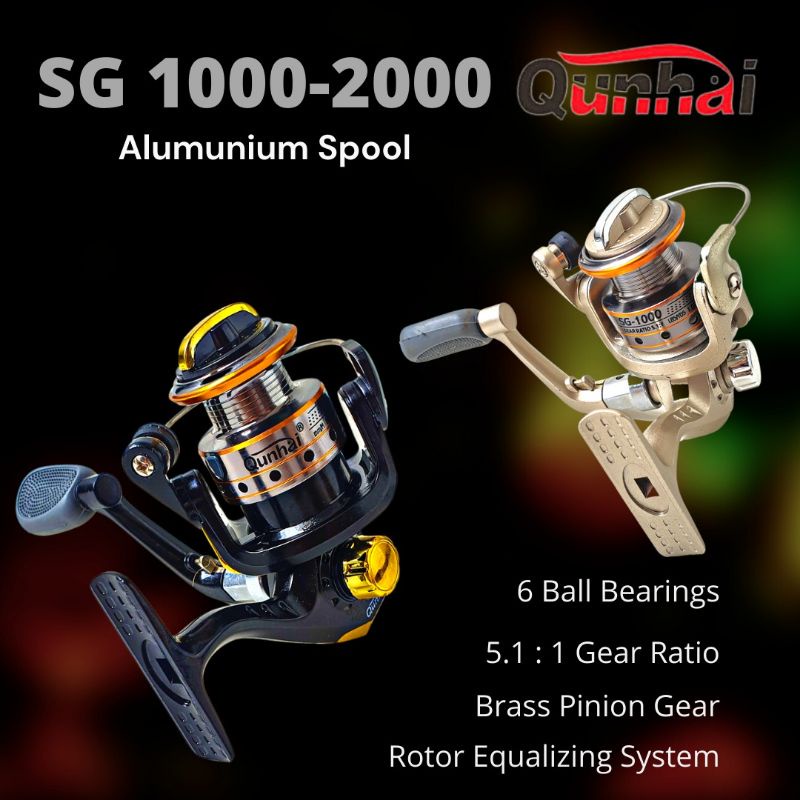 Reel Qunhai SG 1000 2000 3000 Alumunium Spool reel kuat 6 ball bearing