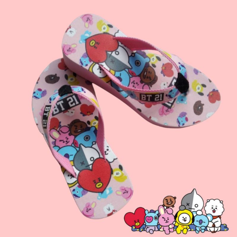 Sandal Karakter BTS | Wedges Anak Katakter BT21 ( Wgs BTS )