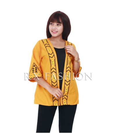 TERLARIS - CARDIGAN OUTER MONALISA LENGAN PANJANG MOTIF BUNGA OUTWEAR MUSLIMAH - HITAMM
