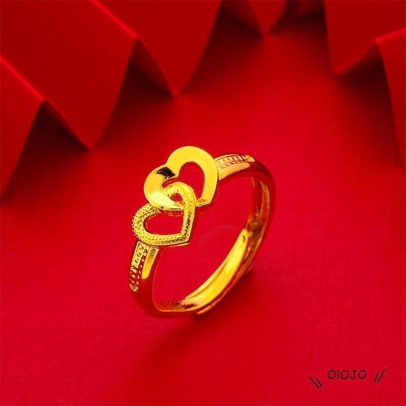 【COD】Cincin Model Terbuka Adjustable Bentuk Hati Warna Emas Imitasi Untuk Wanita