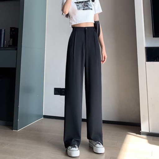 XIAOZHAINV Korea Casual Celana Panjang Straight Pants Wanita