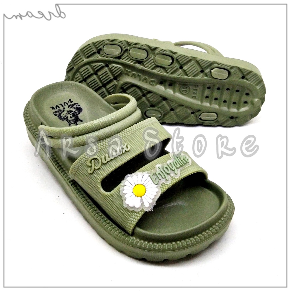 Sandal Selop Anak Perempuan / Sendal Ban Dua Anak Remaja Cewe dan Wanita Dewasa Motif Bunga 24 - 40