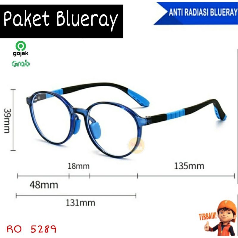 Kacamata Anak Cowo&Cewe RO5289,Kacamata Blueray Normal Anti uv400