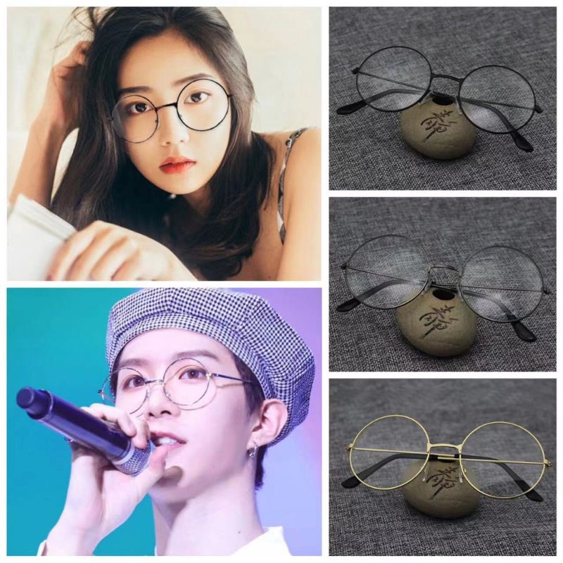 kacamata bulat nobita/ kaca mata bunder lingkar bulet sunglasses circle bronze silver gold lensa transparan harajuku lay jihyoo