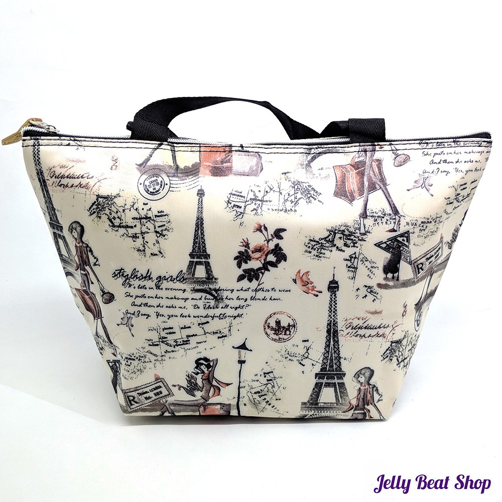 Tas Teng-teng iNSULATED PARIS WHITE tote bag / goodie bag / totebag