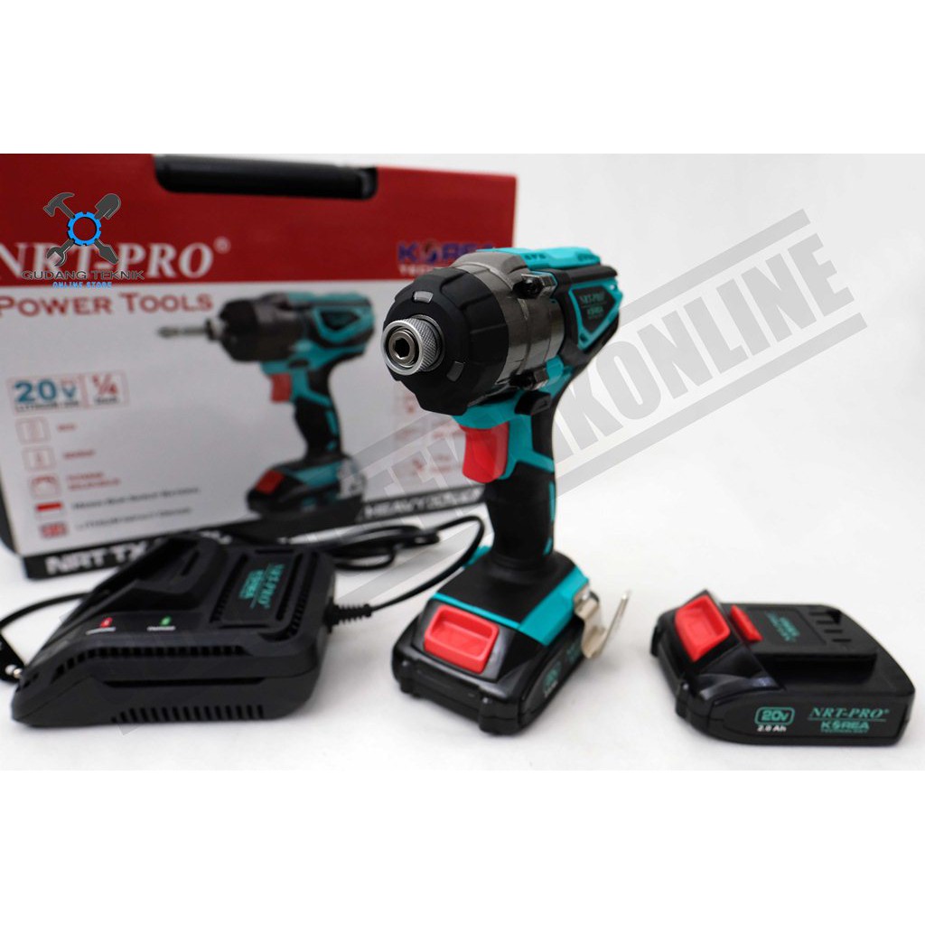 Cordless NRT Pro TX 20 Mesin Bor Obeng Baterai NRT PRO TX-20 DC 20V Cordless Impact Driver NRT TX20D