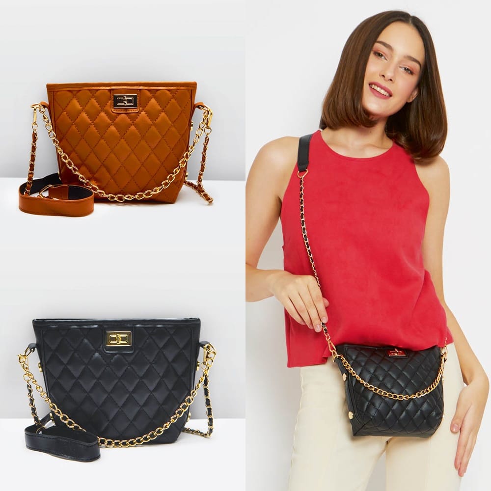 [BONUS HADIAH + BISA COD] PROMO TAS SELEMPANG WANITA SELEINA BLACK AND BROWN BAG SOPHIE MARTIN PARIS