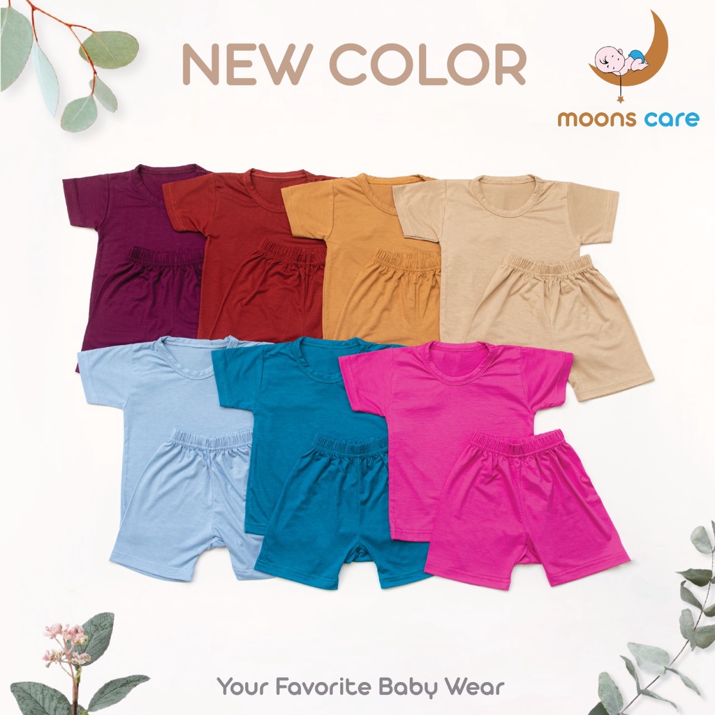 SML MOONS STELAN OBLONG PENDEK POLOS MOONS stelan baju pendek stelan oblong Baju bayi Lucu Stelan ba