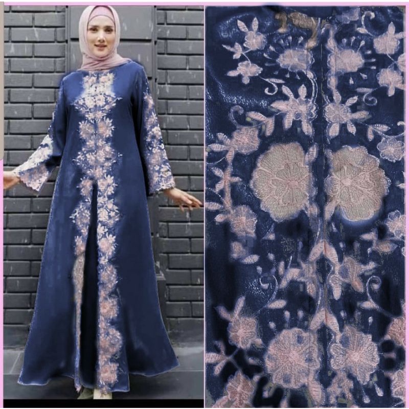 MAXY MULAN BORDIR, MOSCREPE, GAMIS HIJAB MUSLIM, MAXY DRESS