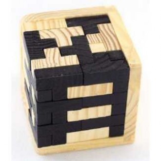 Wood Puzzle 3D Model Tetris Cube Coklat