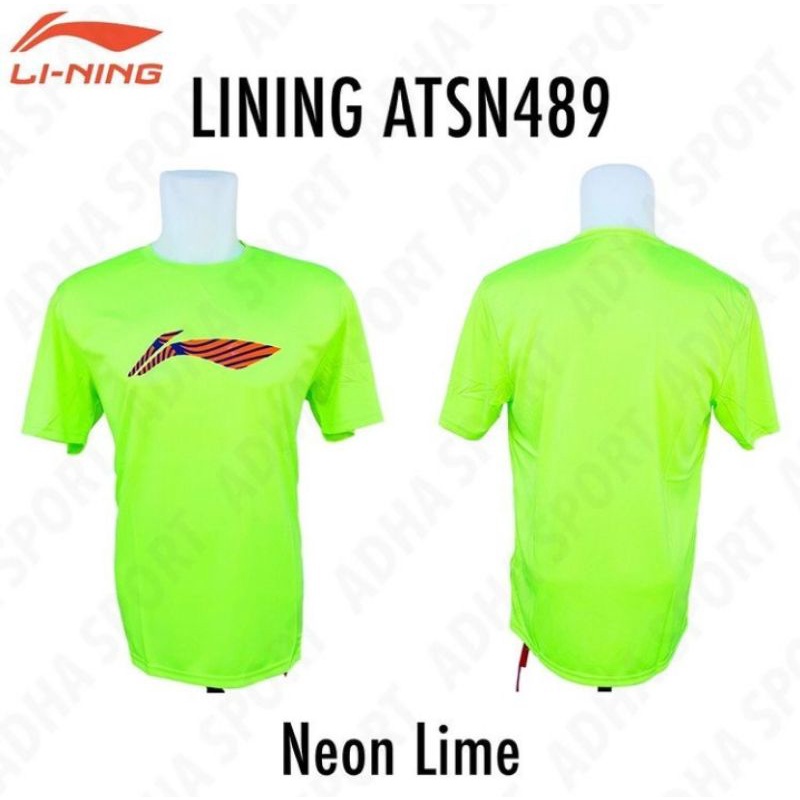 Jersey Badminton Lining ATSN489 / ATSN 489 Neon Lime Stabilo Original Bulutangkis Srabaya Adha Sport