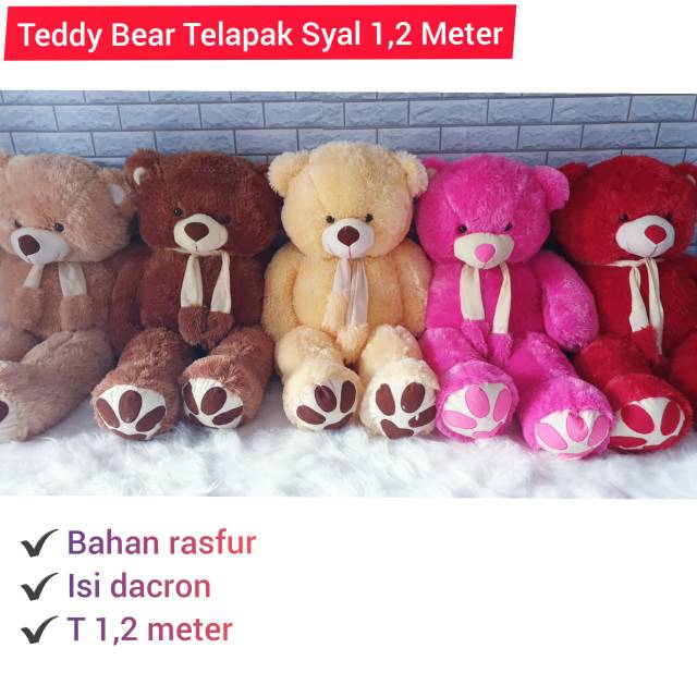 Boneka Tedy Bear Jumbo Syal Telapak 1,2 meter Berlabel SNI