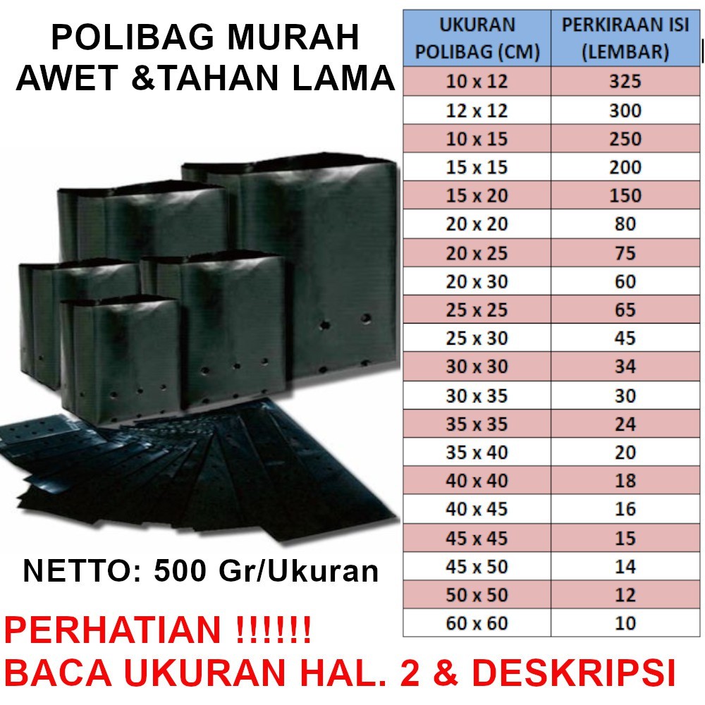 POLYBAG / POLIBEG / POLIBAG / KANTONG TANAMAN / PLASTIK TANAMAN