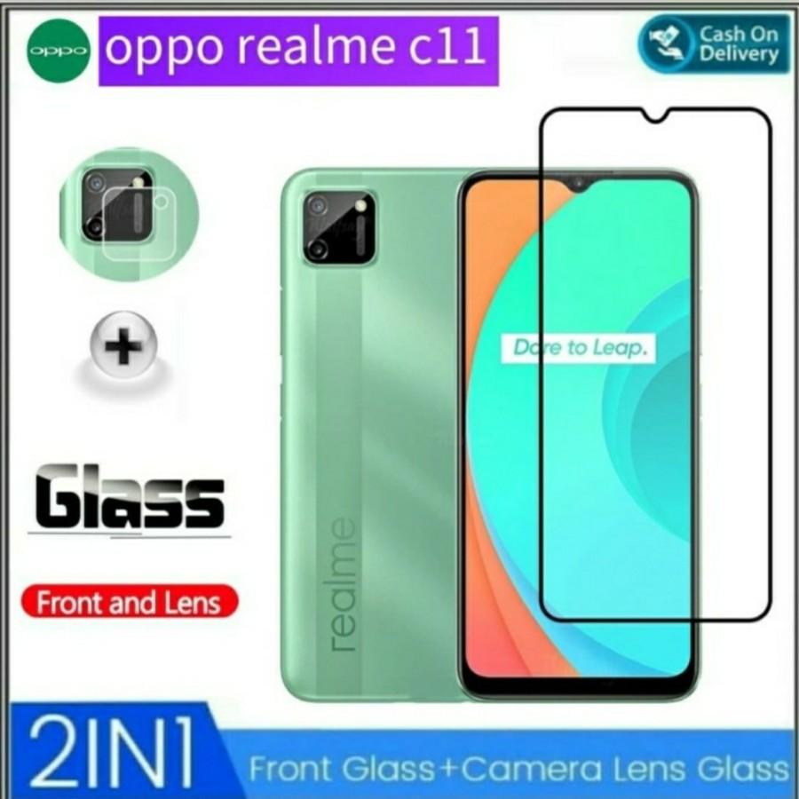 Tempered Glass 9D Realme C11 + Tg Lensa Camera 2in1