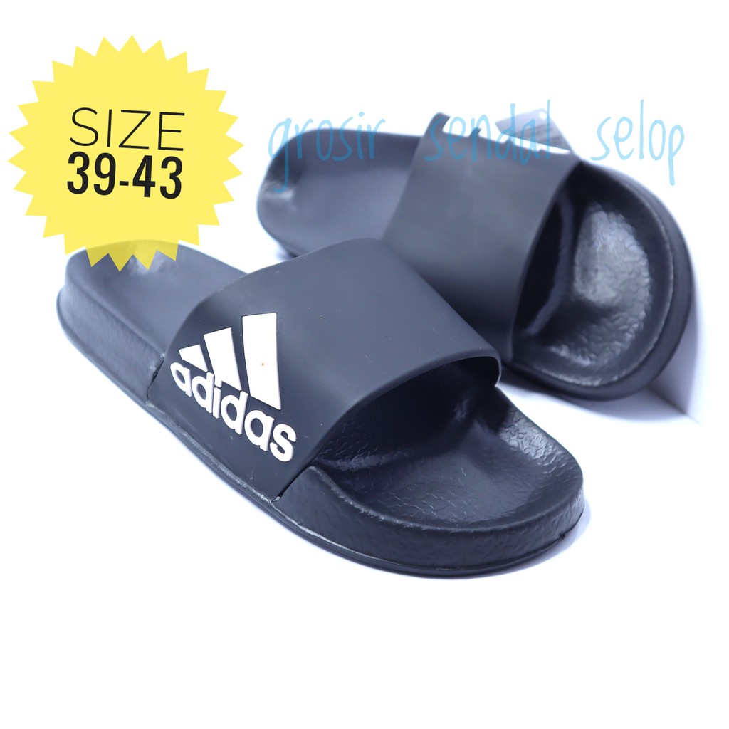  SANDAL  PRIA WANITA  ADIDAS HITAM PUTIH SLIDE SELOP FORMAL 