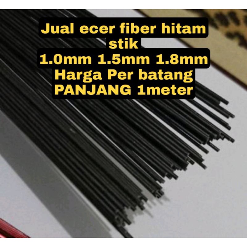 Ruji Fiber hitam eceran/batang 1mm 1.5mm 1.8mm stik untuk sangkar, dongdang, layangan naga dll