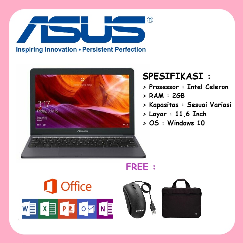 Notebook Asus E203 / RAM 2GB 12 inch windows 10