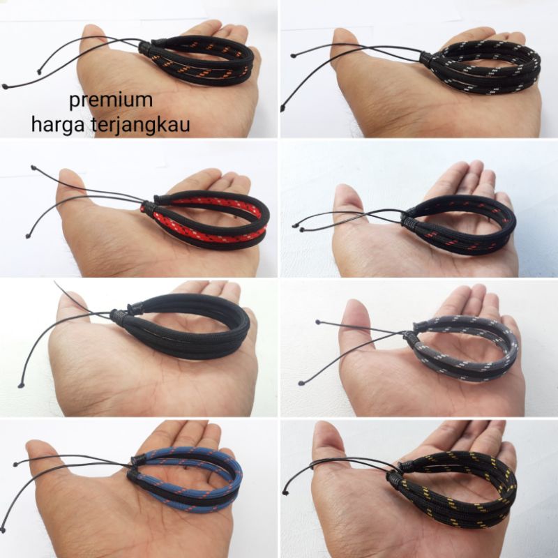 Gelang Tali Kombinasi 3 Rangkap Bulat Hitam Gelang Tali Prusik Paracord