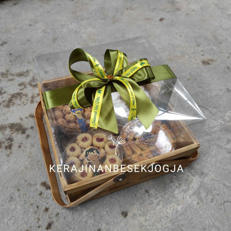 

TERBARU besek murah (LEBARAN) PARSEL KOTAK 25X25 MIKA PITA parsel bingkisan hampers lebaran besek murah keranjang parsel idul fitri GROSIR