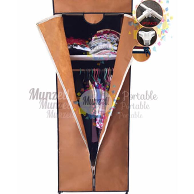 Lemari Kain Munzell Type LPF 02, COKLAT (Lemari Pakaian 1 Gtg+2 Sekat) - Biru