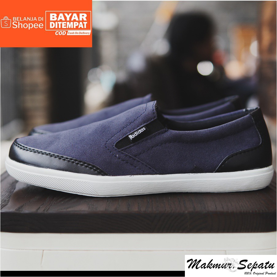 BIG SALE !! Sepatu Pria Murah Adidas Advantage Suede Navy Kasual Slip On Stylish Santai Kerja