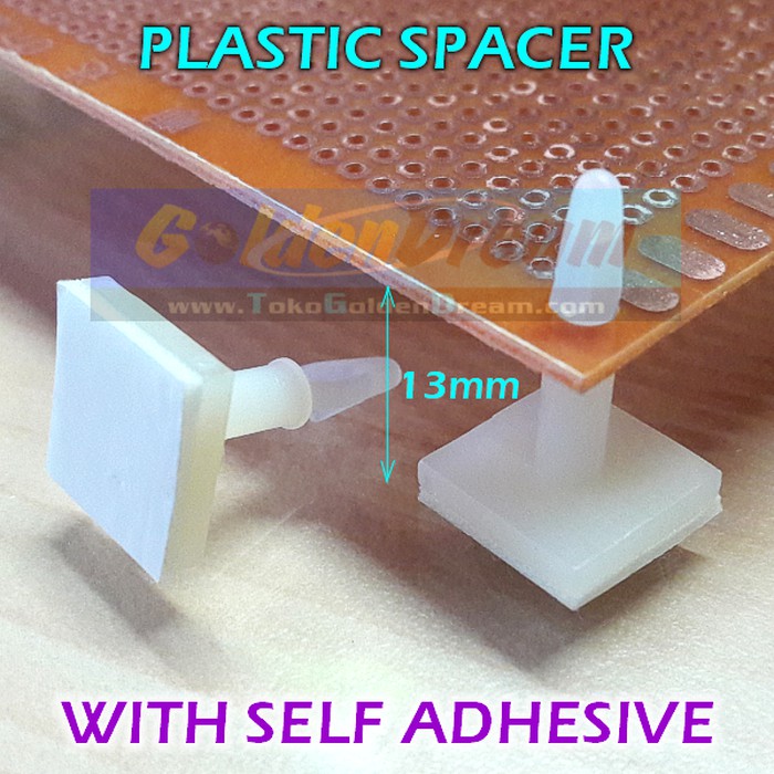 SPACER PCB PLASTIK 13MM KAKI DUDUKAN PENJEPIT LEM STIKER SELF ADHESIVE