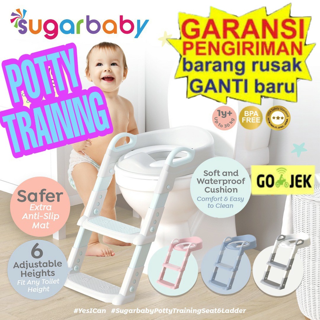 SUGARBABY Potty Ladder Chair Seat Toilet Training Anak | DUDUKAN TOILET BAYI Sugarbaby Potty Training Seat&amp;ladder / Potty Seat/Toilet Training Anak tangga potty seat pispot TOILET TRAINING DUDUKAN TOILET BAYI POTTY TRAINING POTTY TOILET TRAINING POTTY SEA