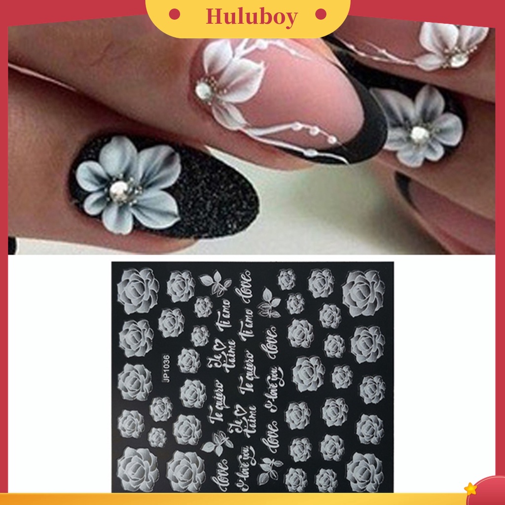 Huluboy Huluboy♡ Stiker Nail Art Bentuk Kupu-Kupu Bulan Warna Putih Tahan Lama Untuk Makeup