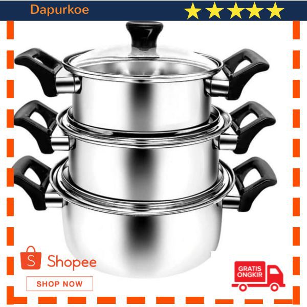 Terlaris Maspion Panci New Omega Set Stainless Steel - Silver Keren